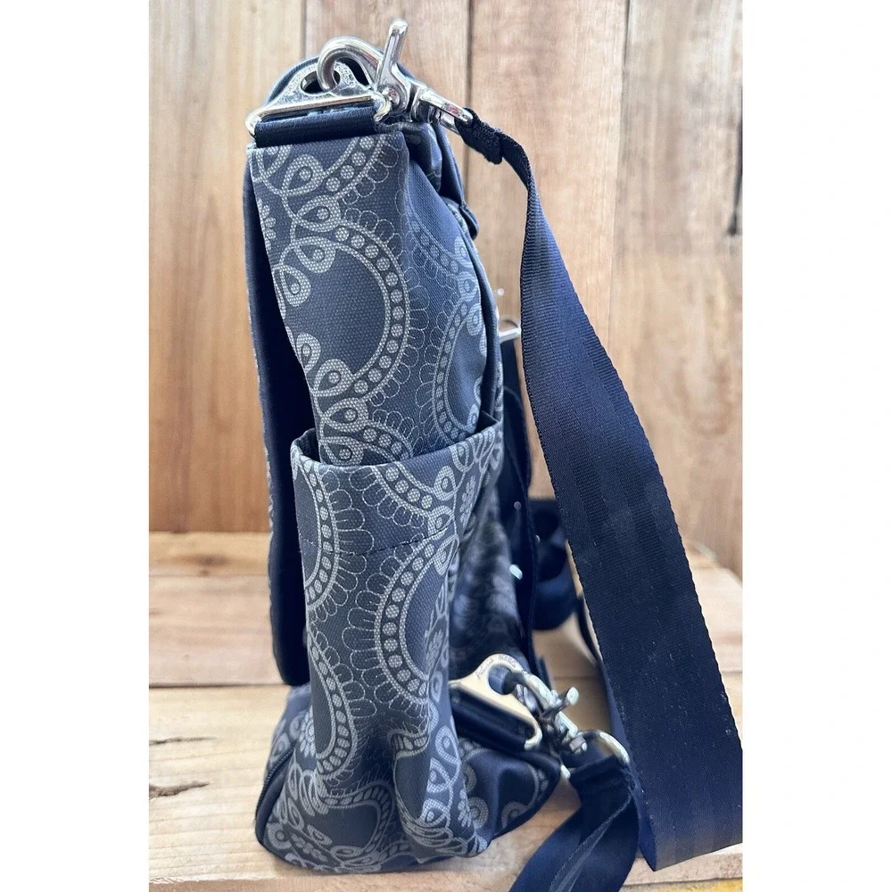 Petunia Pickle Bottom Boxy Diaper Bag Floral Messenger Kids Large Black Gray